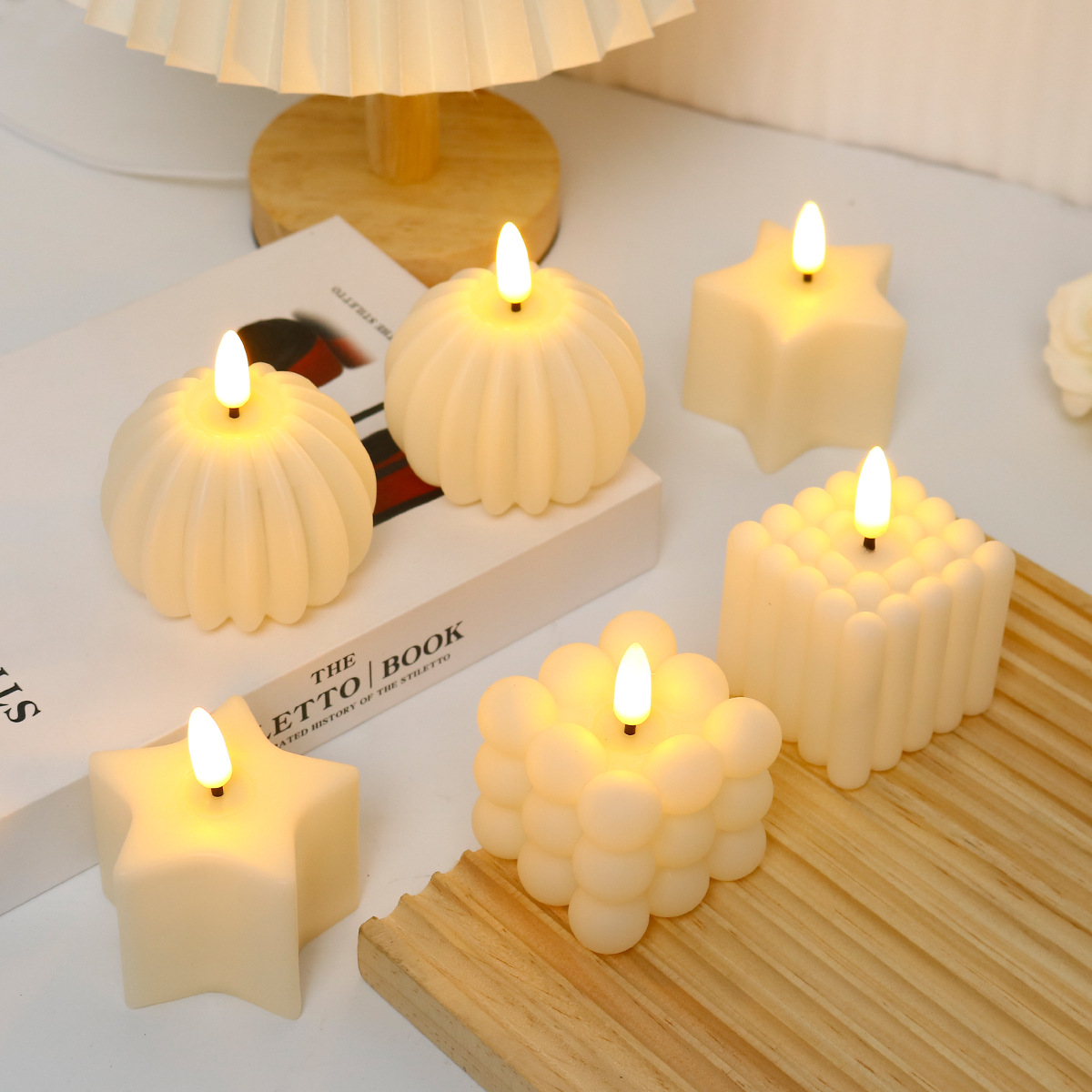 Photography And Lighting - LEDキャンドルキューブ 結婚式、誕生日、クリスマスデコレーション用、無煙照明、INS撮影用小道具 LEDキャンドル