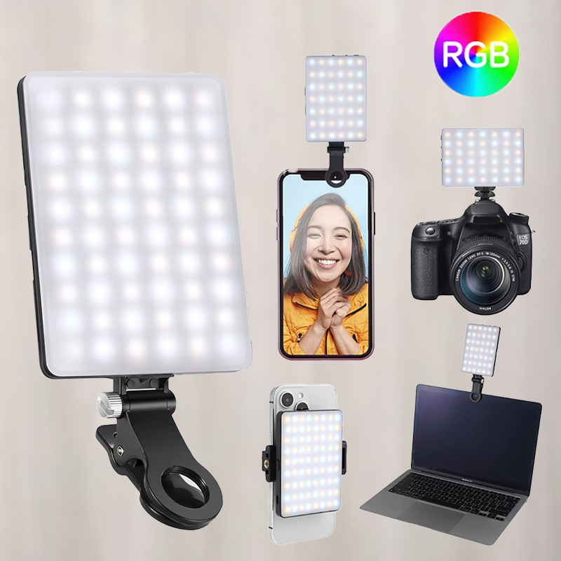 Photography Lighting Rgb - ミニRGB LEDフィルライト ポータブルポケットクリップランプ USB充電式 iPhone、Android、iPad、ラップトップ、ビデオ、Vlog、ライブ写真撮影用