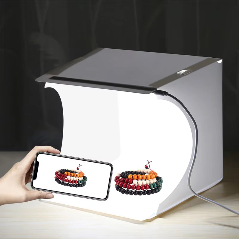 Softbox Portable Strip - 折りたたみ式フォトスタジオブースソフトボックス小型LEDライトポータブル折りたたみライトボックス写真撮影用小道具ダブルライトストリップ6色背景