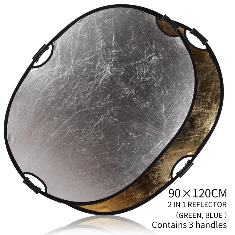Reflector Disc Silver - ポータブル 2-in-1 35x47インチ/90x120cm マルチディスク オーバル ライトリフレクター