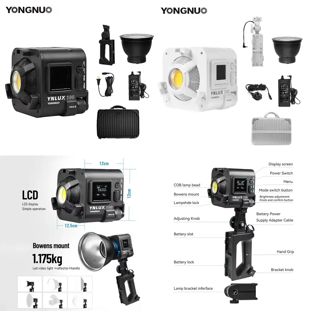 Photography And Lighting - YONGNUO YNLUX100 100W 3200K-5600K コンパクトハンドヘルドLEDビデオCOB撮影用フィルライト（写真スタジオ用）