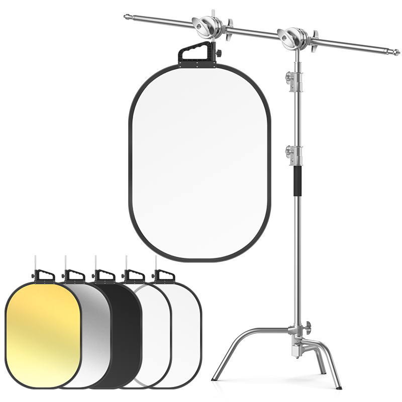 Reflector Disc Silver - 25×29インチ ライトリフレクタースタンドキット、5 in 1 半透明/シルバー/ゴールド/ホワイト/ブラック 折りたたみ式マルチディスク