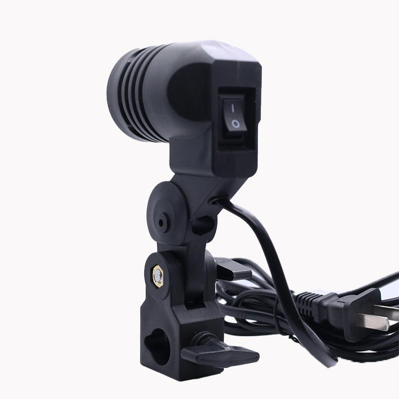 Photography Lighting Umbrella - 黒 1.8 メートルケーブルコード E27 ソケットソフトボックス写真ライトランプ電球ベース傘ホルダー付き写真撮影電球マウント F