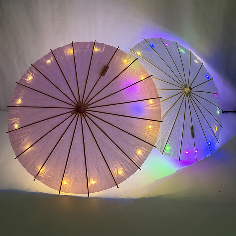 Diy Photography Lighting Umbrella - LEDライトアップ油紙傘 ヴィンテージ中国風パラソル 結婚式パーティー装飾 写真撮影 ダンス コスプレ