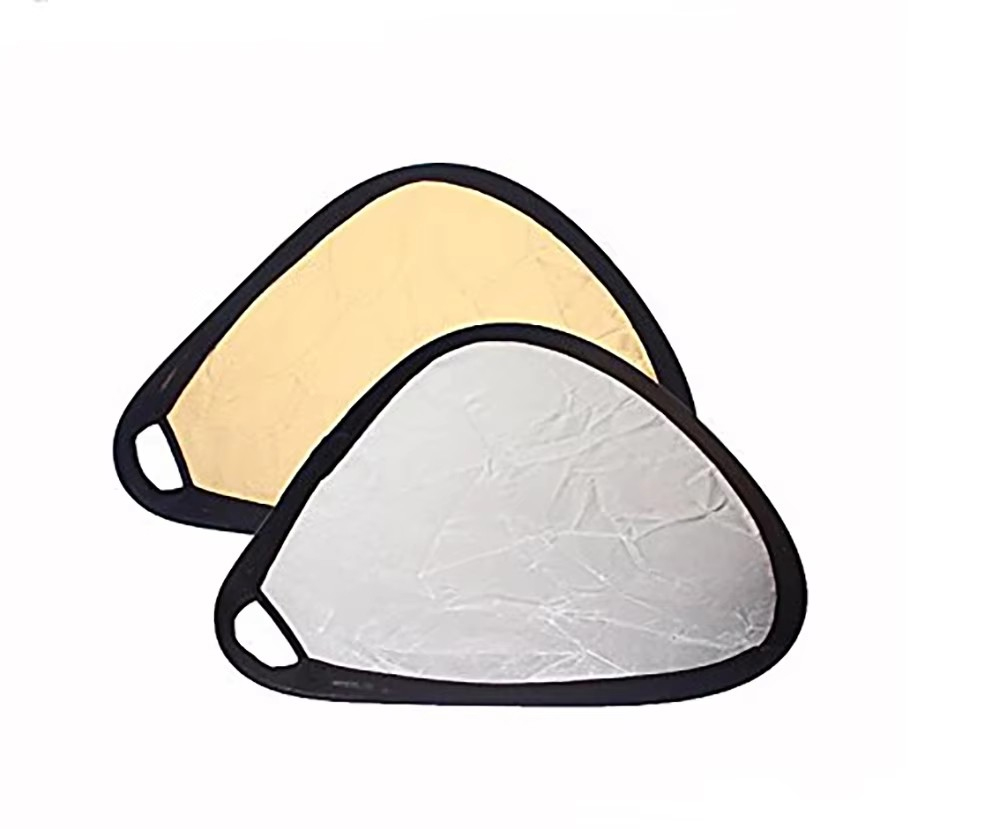 Reflector Disc Silver - 12インチ 30cm 2-in-1 折りたたみ式マルチディスク写真撮影ポータブルハンドヘルド三角形ライトリフレクターシルバー/ゴールド