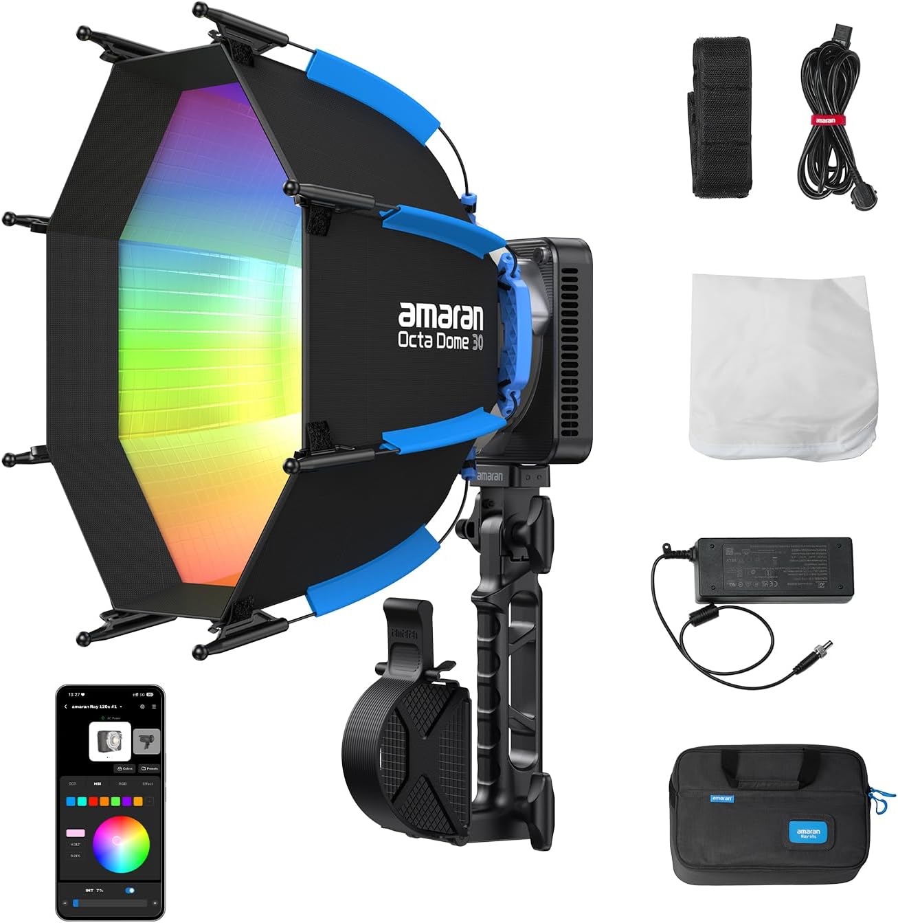 Photography Lighting Rgb - 120W RGB LEDビデオライト、IP54等級のポータブルスタジオ照明、CCT 1,800K-20,000K、アプリ制御のボーエンズマウント、写真撮影用、ソフトボックスとキャリーバッグ付属