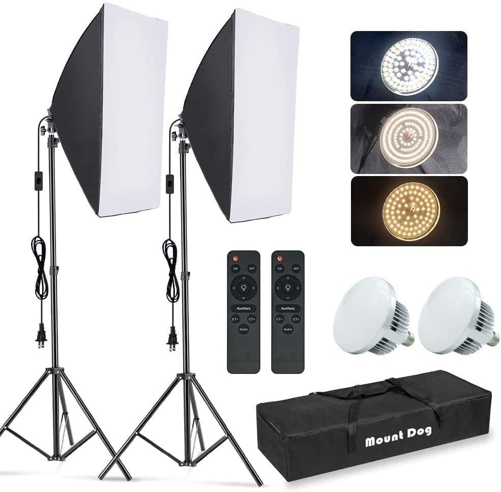 Photography Lighting For Portraits - 写真用ソフトボックス照明キット、2個セット 19.7インチ x 27.5インチ 連続照明セットアップ、85W 5700K