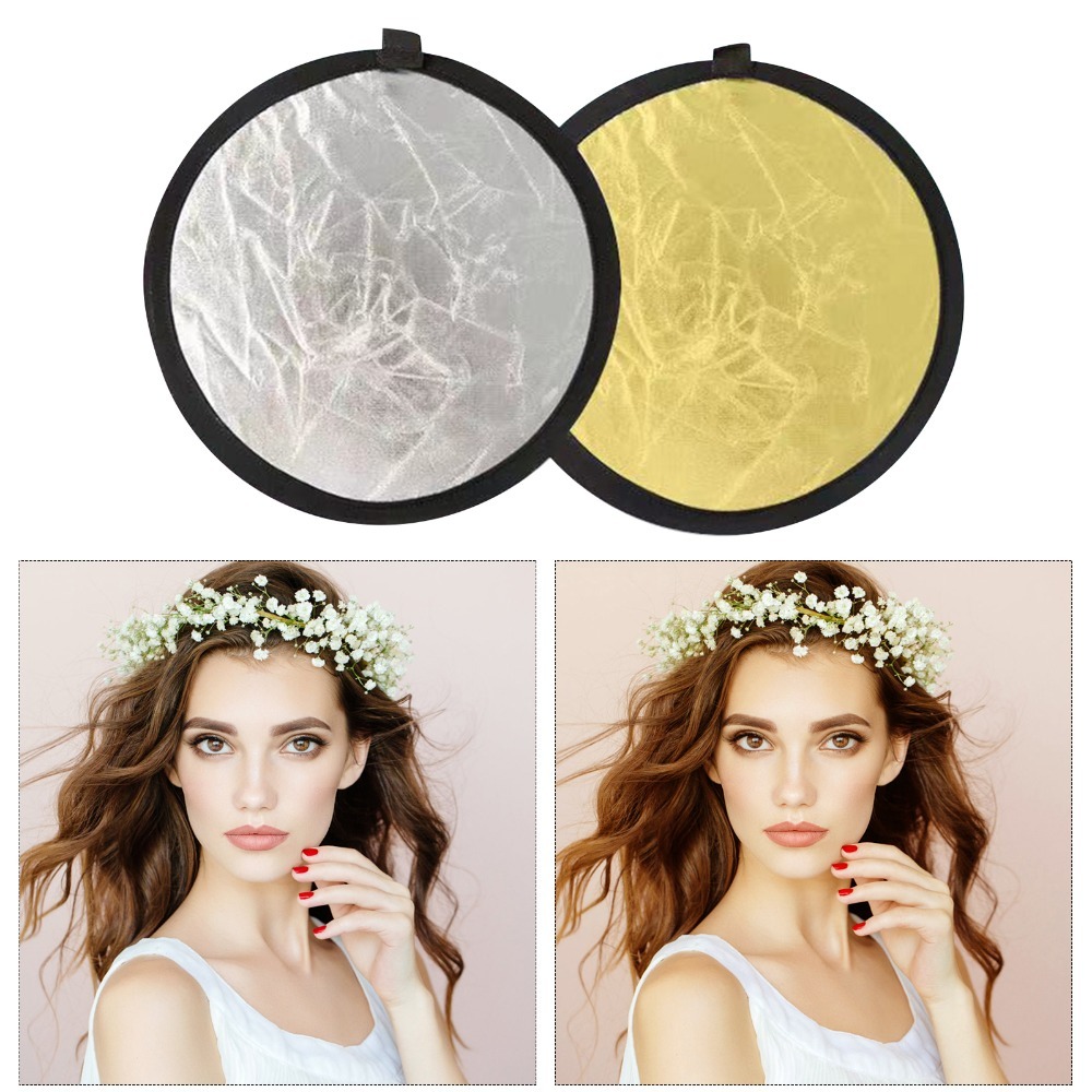 Reflector Disc Silver - 30cm撮影用ライトリフレクター シルバー＆ホワイト＆ゴールド＆ブラック＆半透明 5-in-1キット 折りたたみ式リフレクターディスク 丸型