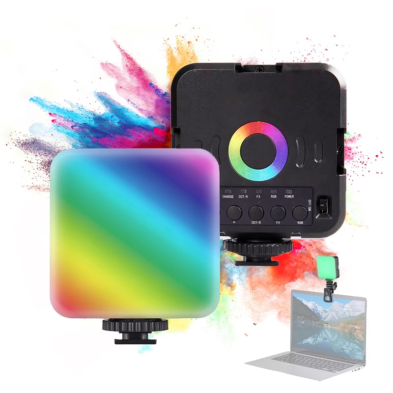 Photography Lighting Rgb - RGBフィルライト ポータブルLED撮影ライト ビデオミニフィルライト カメラ、スマートフォン、iPad、ノートパソコン、自撮り用 調整可能なRGBランプ
