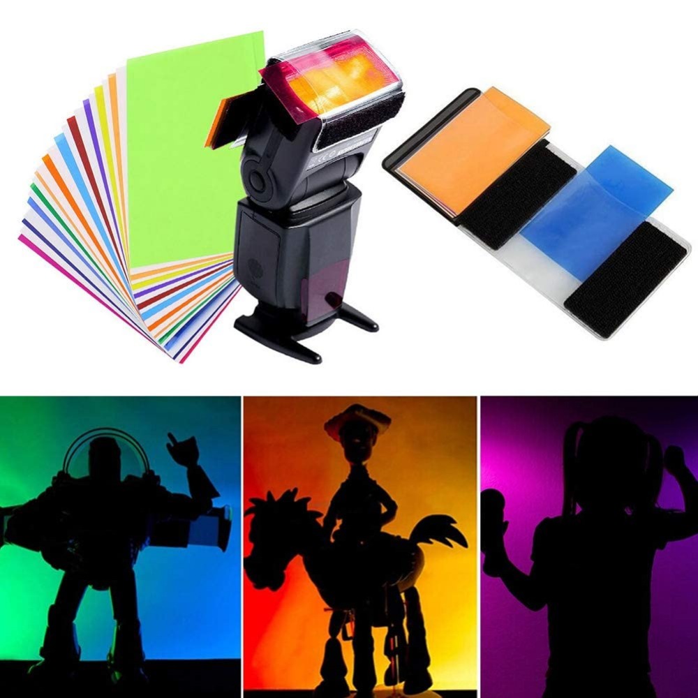 Photography Lighting For Portraits - 12色カメラフラッシュジェル照明フィルターキット、ユニバーサルベルクロバンドホルダー付き、スピードライトポートレートスタジオDIY写真撮影用