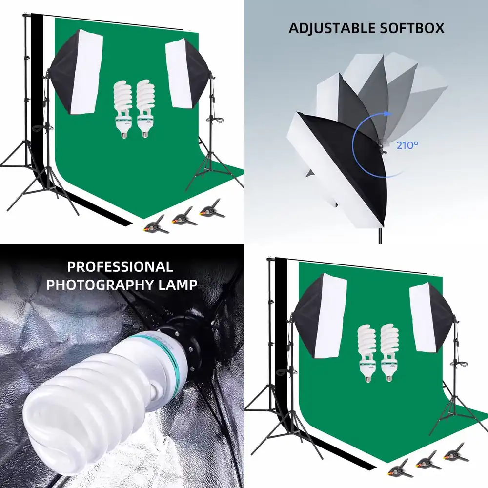 Photography Lighting Umbrella - 1つの写真スタジオ機材セット、2.6 * 3m背景スタンド、写真撮影用背景布セット、ソフトボックス、アンブレラ照明キット、持ち運び可能なハンドル付き