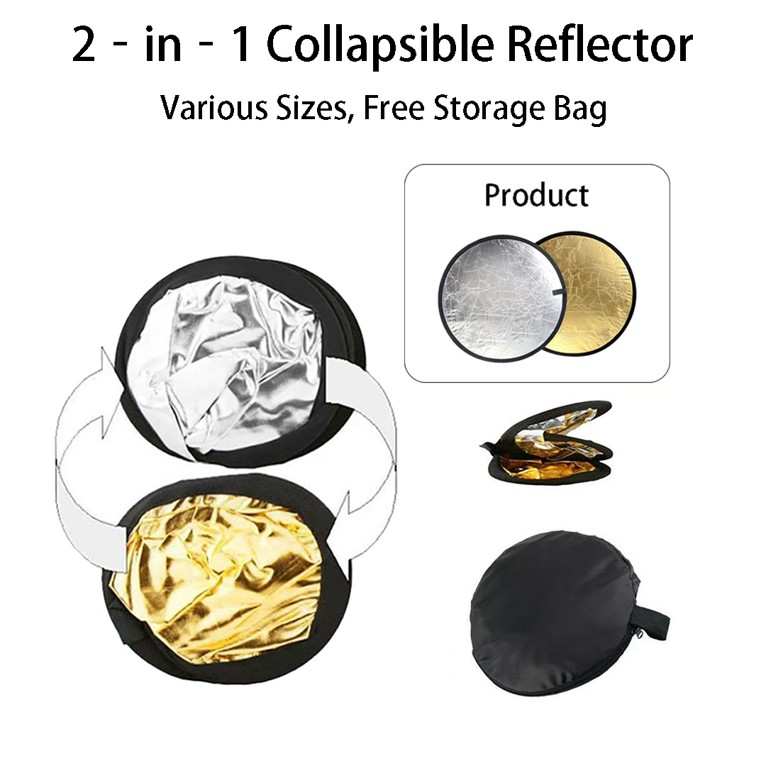 Reflector Disc Silver - 30cm、60cm ラウンド型 2-in-1 シルバーホワイト 折りたたみ式 リフレクターフィルライトディスク