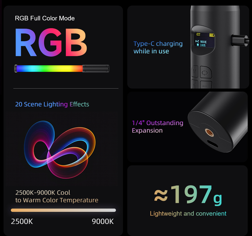 LUXCEO P300 RGBチューブライト 5W 380L - Photography Lighting Rgb のレビューと価格