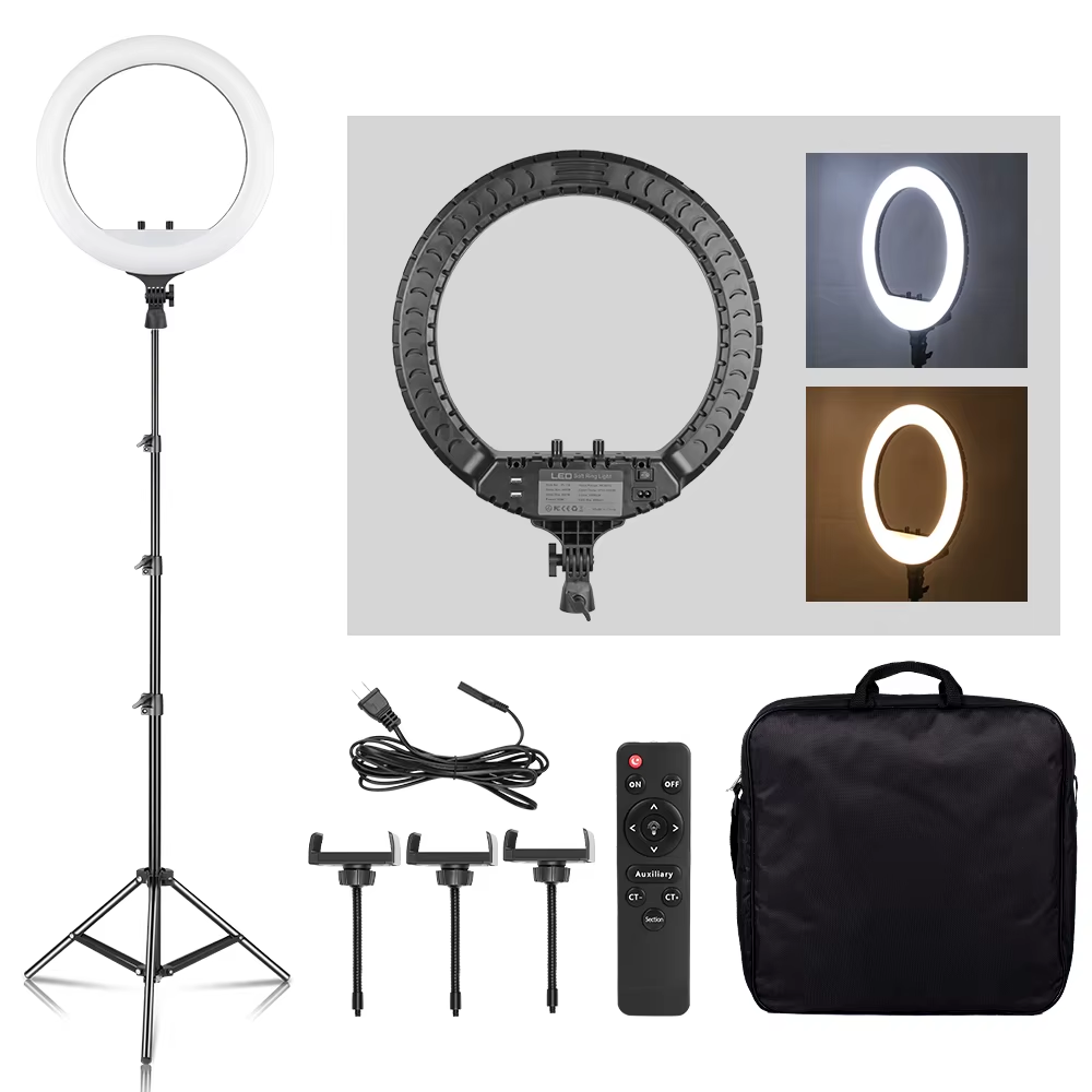 SH 18インチノブリングライトLEDセルフィービデオランプ - Photography Lighting Circle のレビューと価格