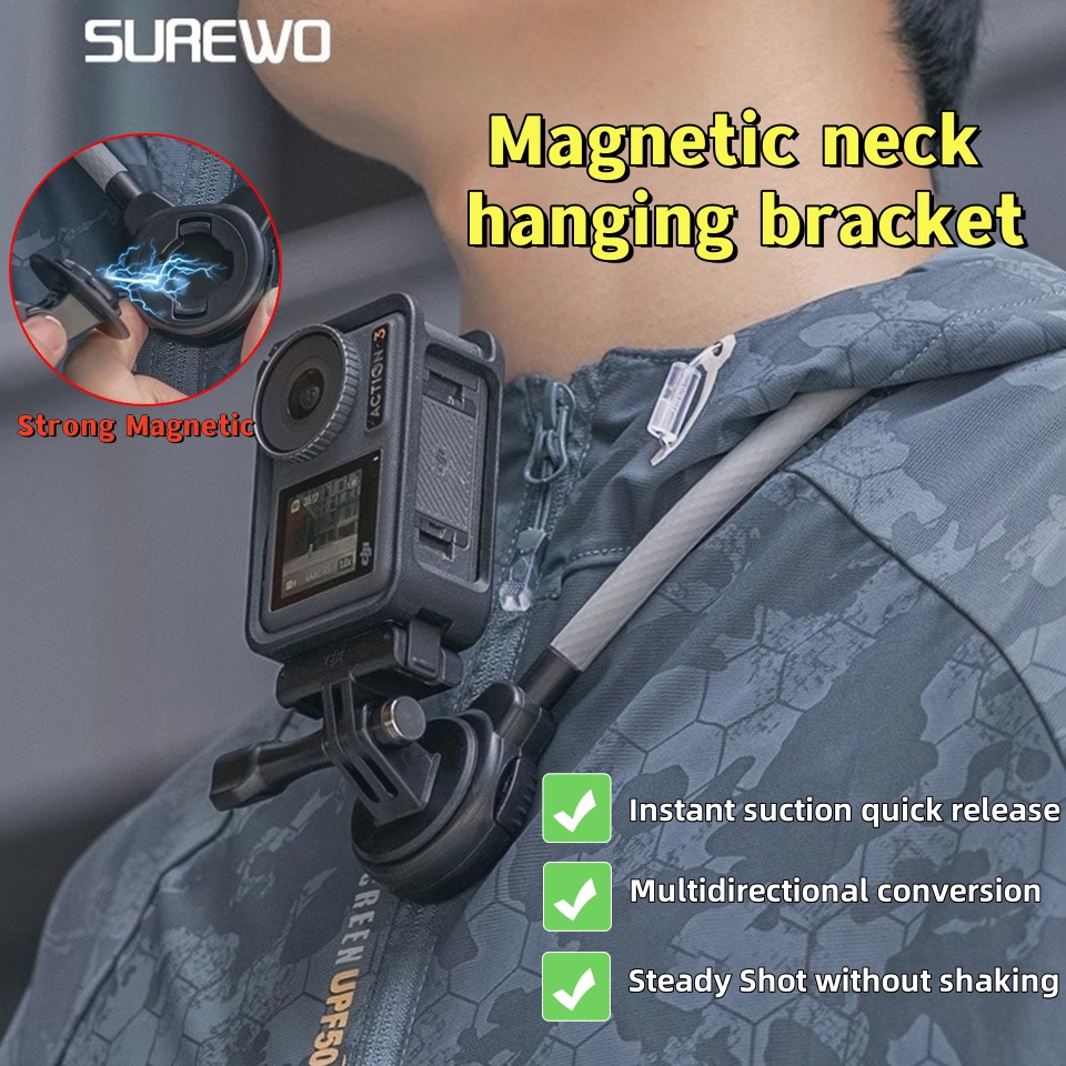 Surewo-磁気クイックリリースネックマウント,gopro - Gopro Action Camera Hero 11 Black のレビューと価格