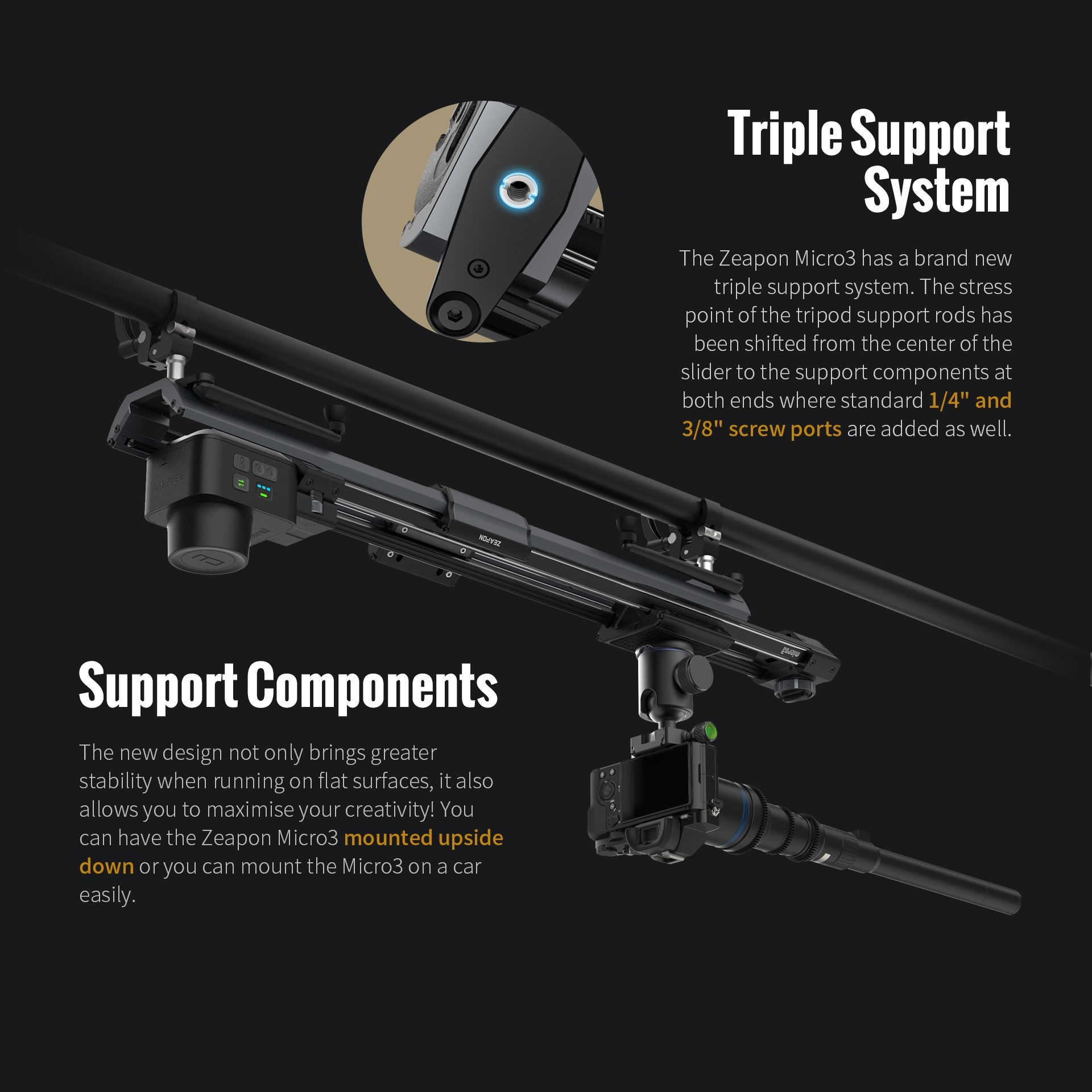 Zeapon-ポータブル電動DSLRカメラスライダー、マイク - Photography Lighting Tool のレビューと価格