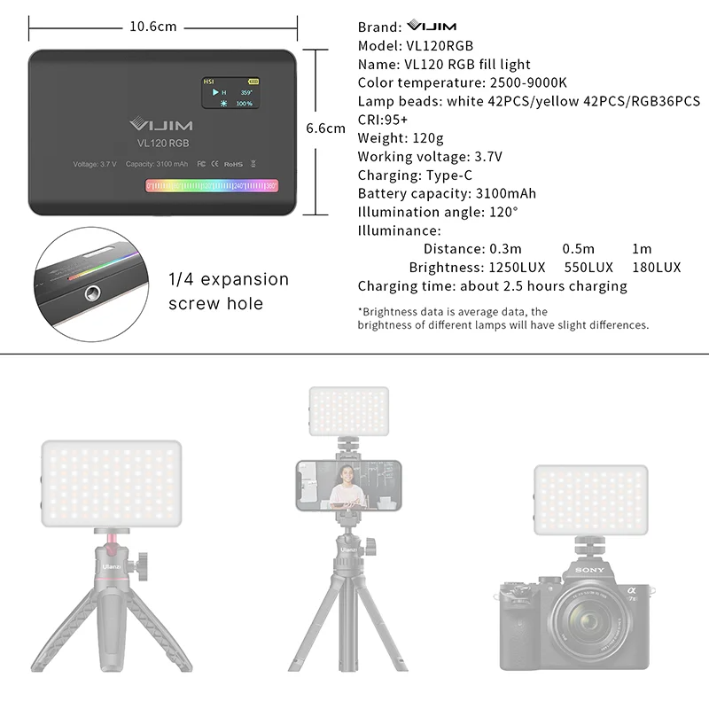 2026 New120 RGBポケットフィルライトカメラユニ - Photography And Lighting のレビューと価格