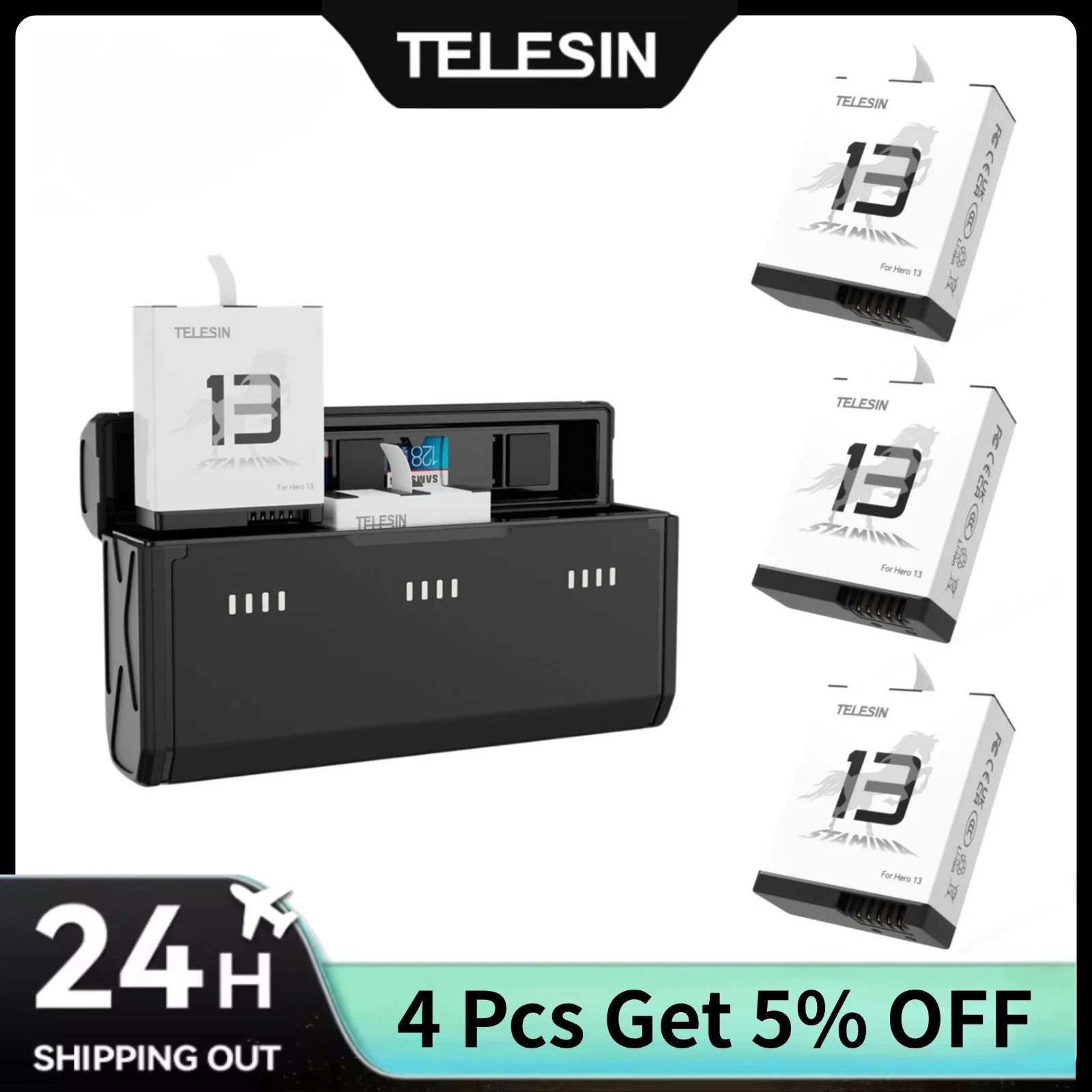 TELESIN ポータブル急速充電ボックスと耐久バッテリーセ - Gopro Action Camera Hero 11 Black のレビューと価格
