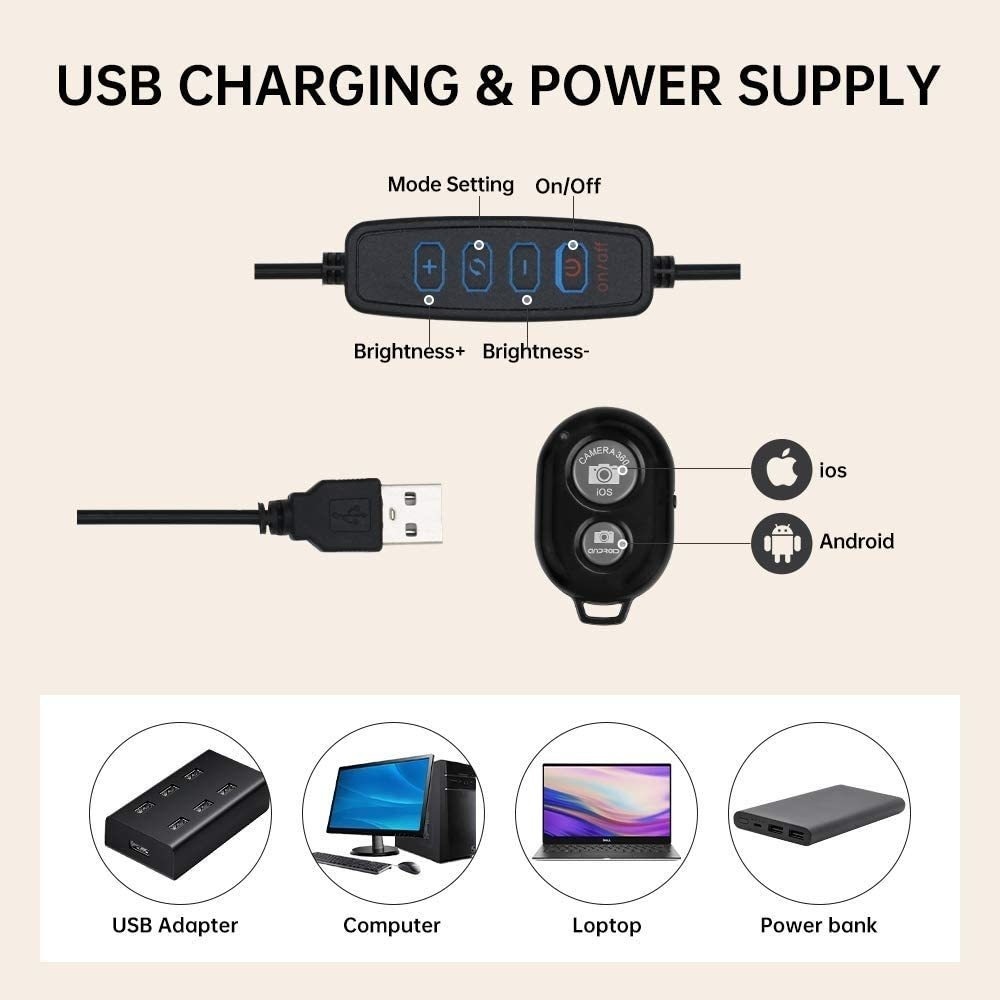 LEDセルフィーリング照明,写真ランプ,USB,リモコン,ラ - Photography Lighting Circle のレビューと価格