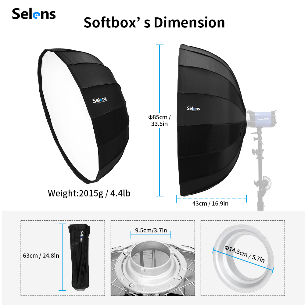 Selens 85センチメートル傘レーダーソフトボックススタ - Photography Lighting Umbrella のレビューと価格