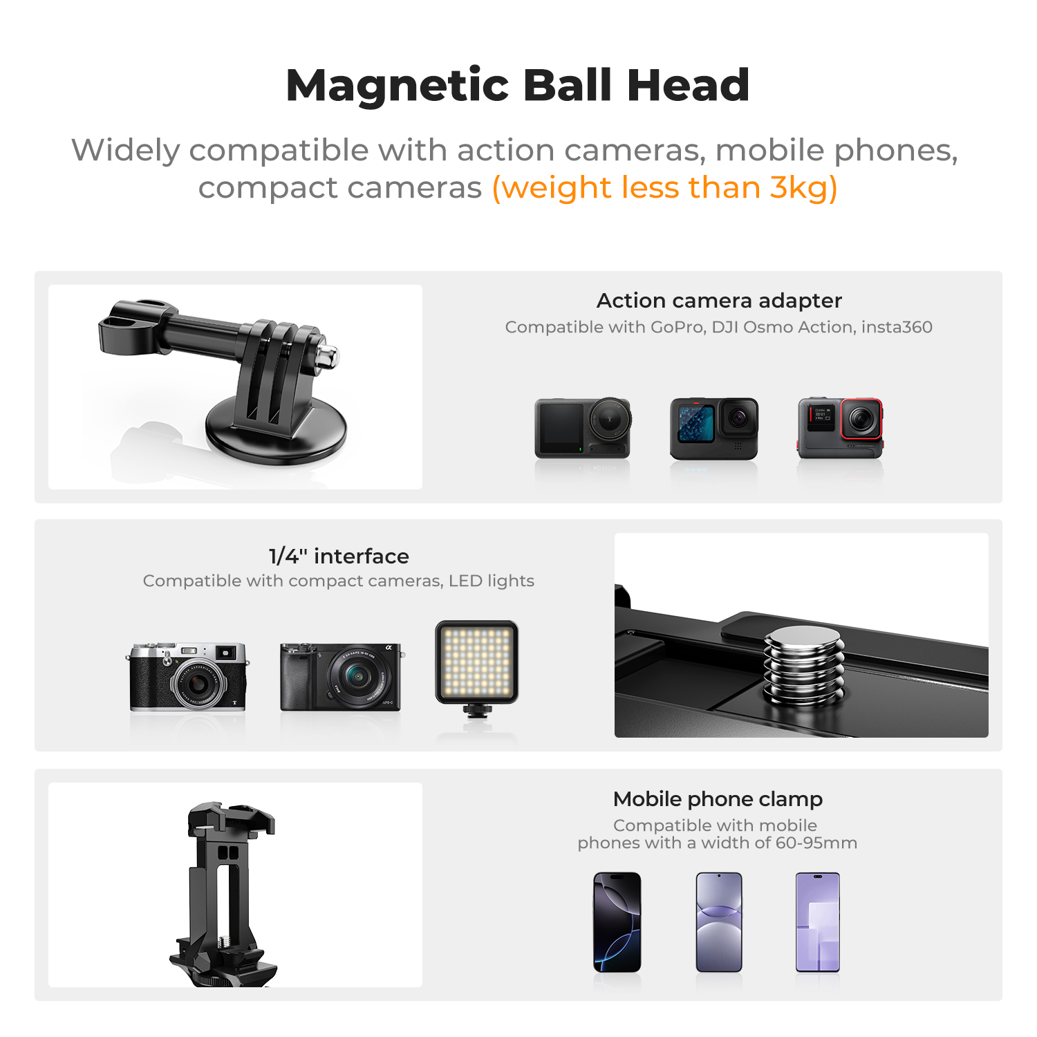K&F CONCEPT マグネット式カメラマウント GoPr - Gopro Action Camera Hero 11 Black のレビューと価格