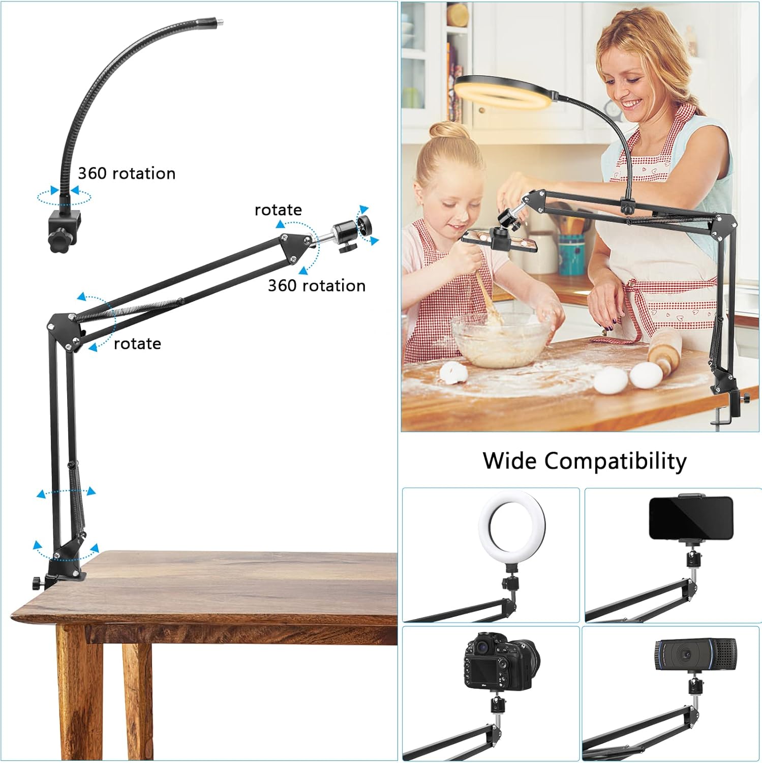 リングライト スタンドとスマホホルダー付き USBリングライ - Photography Lighting Circle のレビューと価格
