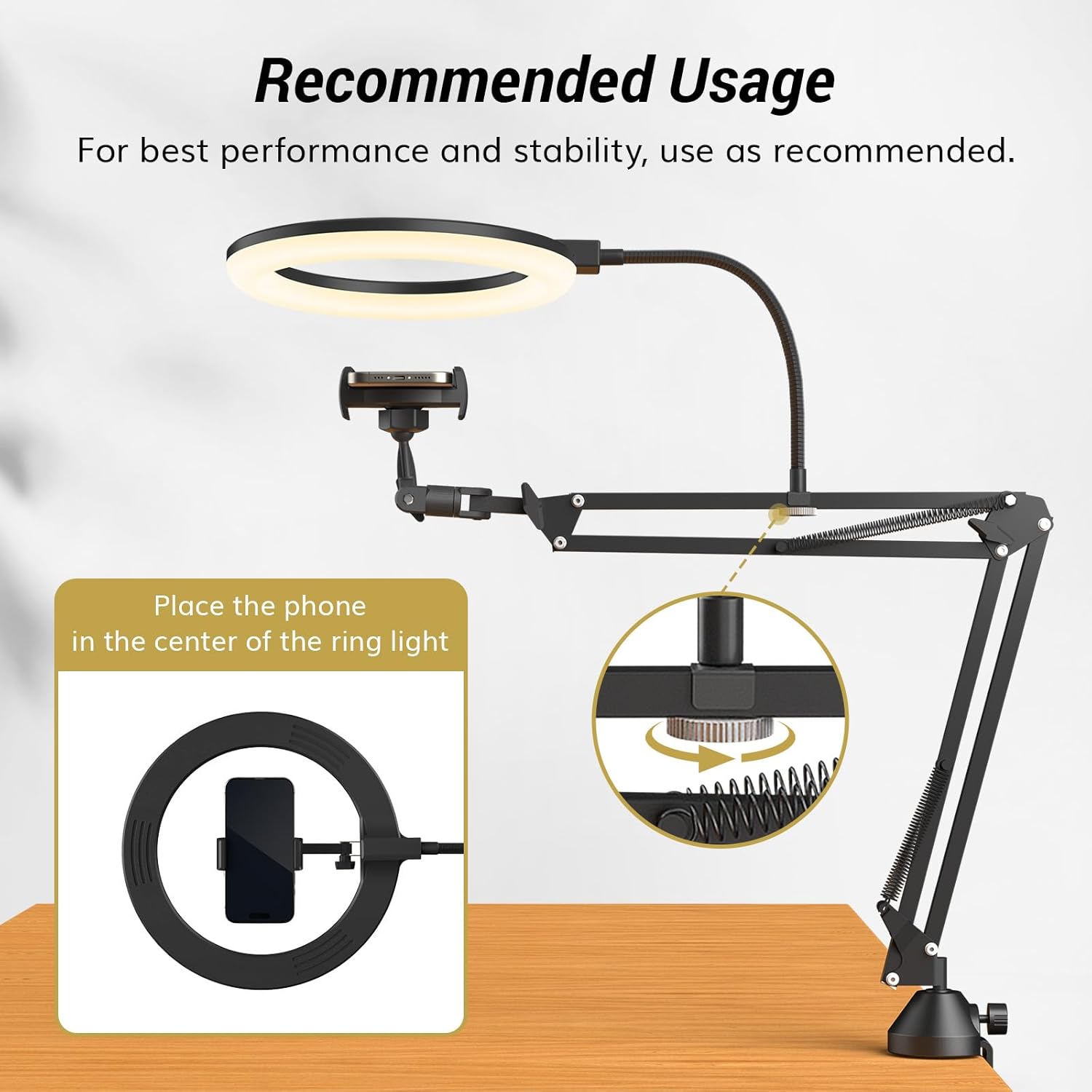 リングライト スタンドとスマホホルダー付き USBリングライ - Photography Lighting Circle のレビューと価格
