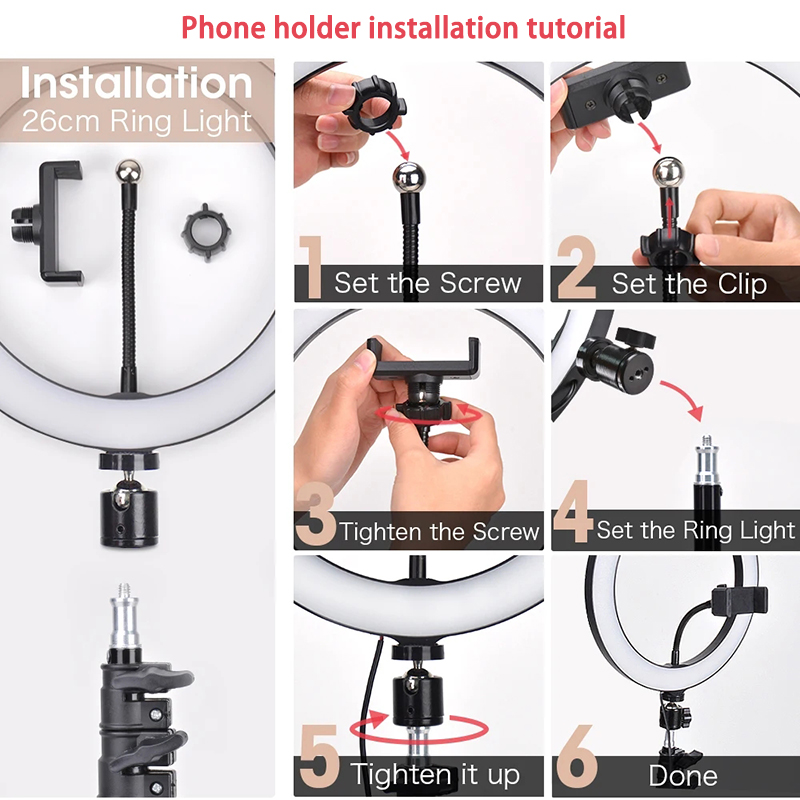 ビデオライト 16/26/33cm セルフィーリングLEDラ - Photography Lighting Tool のレビューと価格