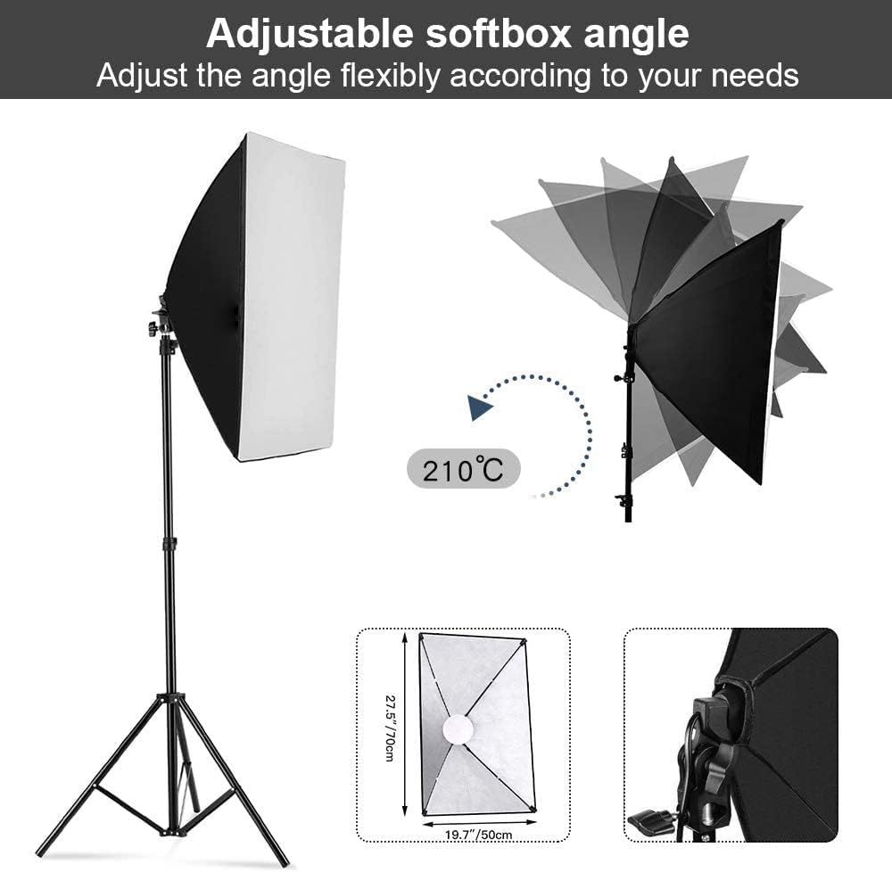 写真用ソフトボックス照明キット、2個セット 19.7インチ  - Photography Lighting For Portraits のレビューと価格