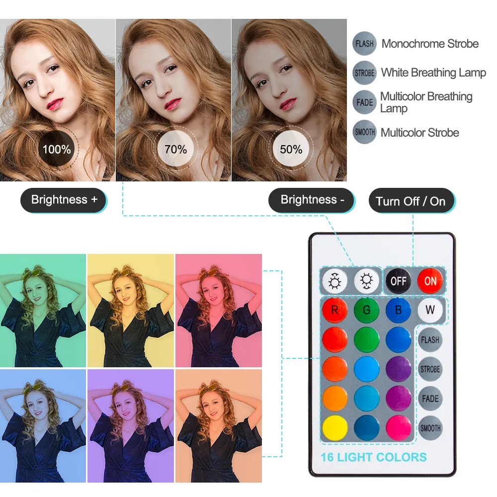 10インチRGBリングライト、リモコン付きLED撮影用リング - Photography Lighting Circle のレビューと価格