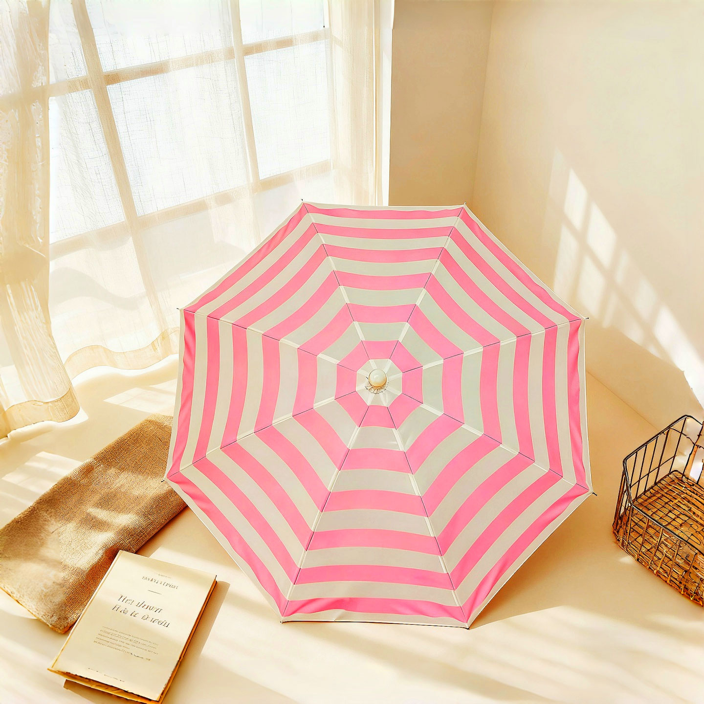 1個入り ストライプ柄ピンク傘 ジェムファン DIY写真撮影 - Diy Photography Lighting Umbrella のレビューと価格